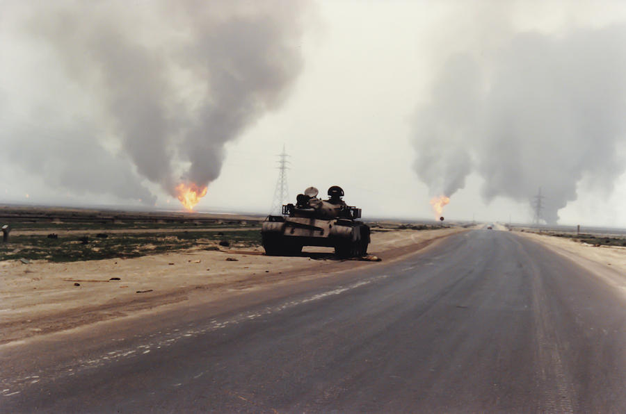Abandoned Iraqi tank in Kuwait following Persian Gulf War Photograph by Karen Foley
