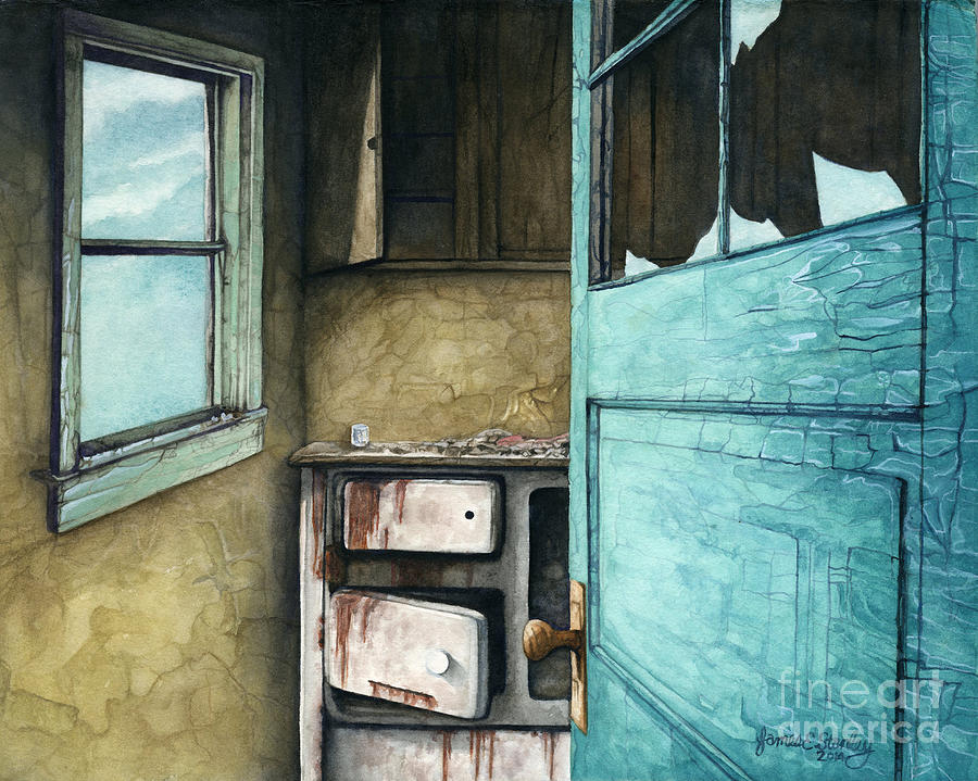 Abandoned kitchen stove Painting by James Stanley