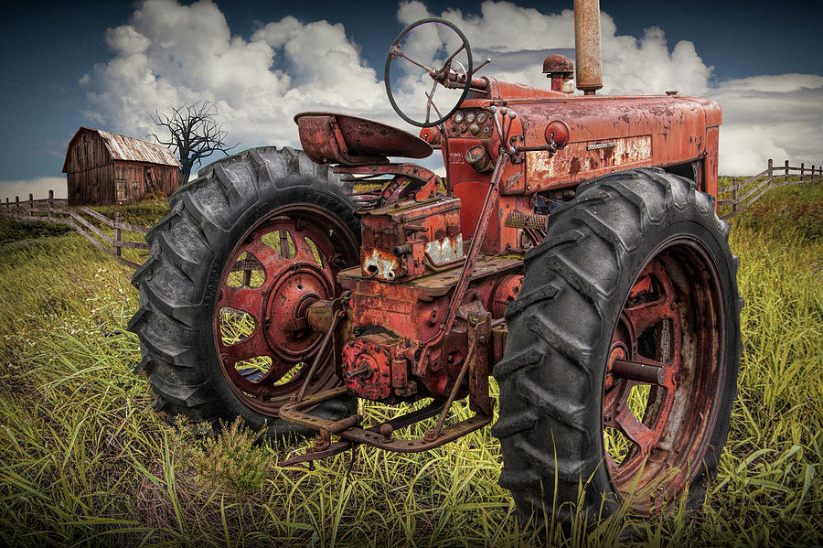 Abandoned Old Farmall Tractor in a Grassy Field Photograph by Randall Nyhof
