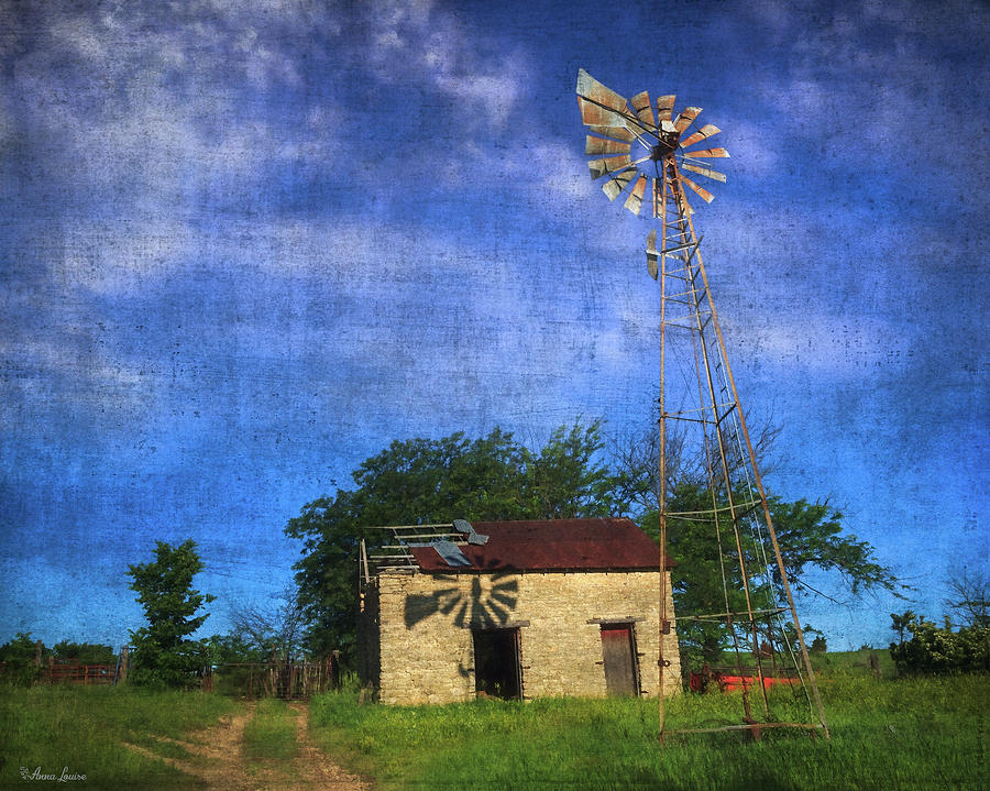Abandoned Outbuilding and Windmill Photograph by Anna Louise