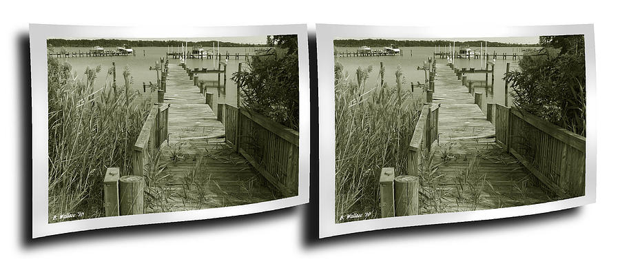 Abandoned Pier - Gently cross your eyes and focus on the middle image Photograph by Brian Wallace