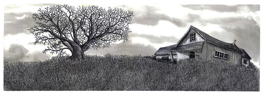 Abandoned Prairie Farmhouse Drawing by Jonathan Baldock