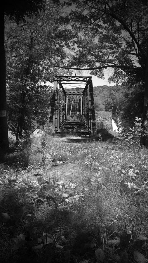 Abandoned Rail Road Trestle Bridge In Black And White Photograph