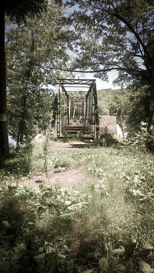 Abandoned Railroad Trestle Bridge in Vintage Oil Colorization Photograph by Kelly Hazel