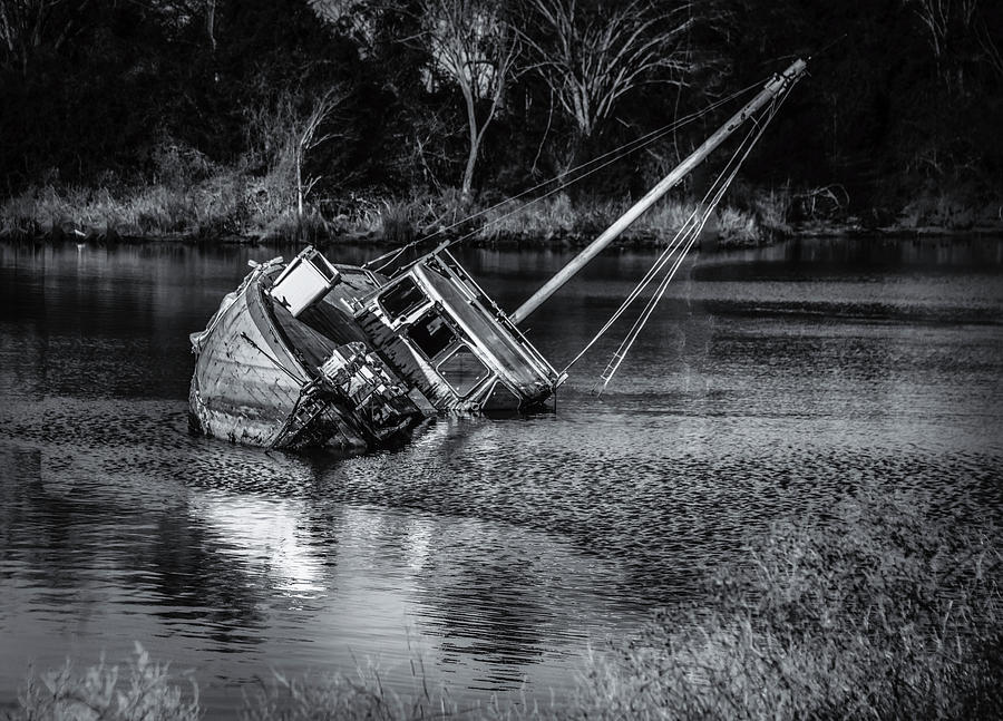 Abandoned Ship in Monochrome Photograph by Donald Brown