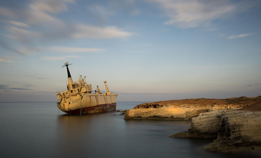 Abandoned Ship on a rocky coast Photograph by Michalakis Ppalis