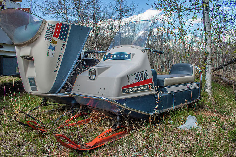 Abandoned Evinrude Skeeter Snowmobiles Photograph by Tony Baca