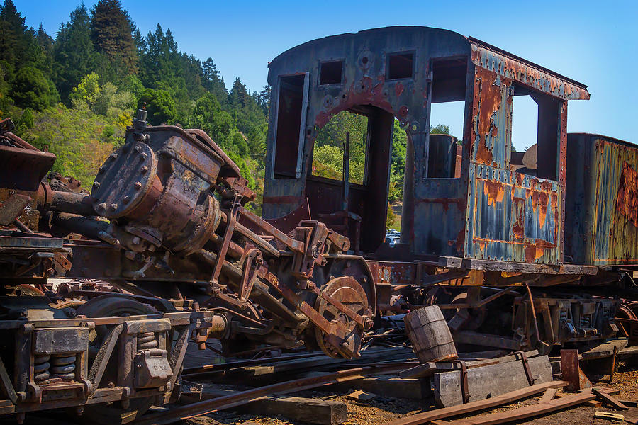 Train Photograph - Abandoned Train Engine by Garry Gay