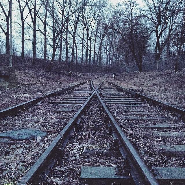 Winter Photograph - Abandoned Train Tracks #krakow #winter by Raimon Rafols