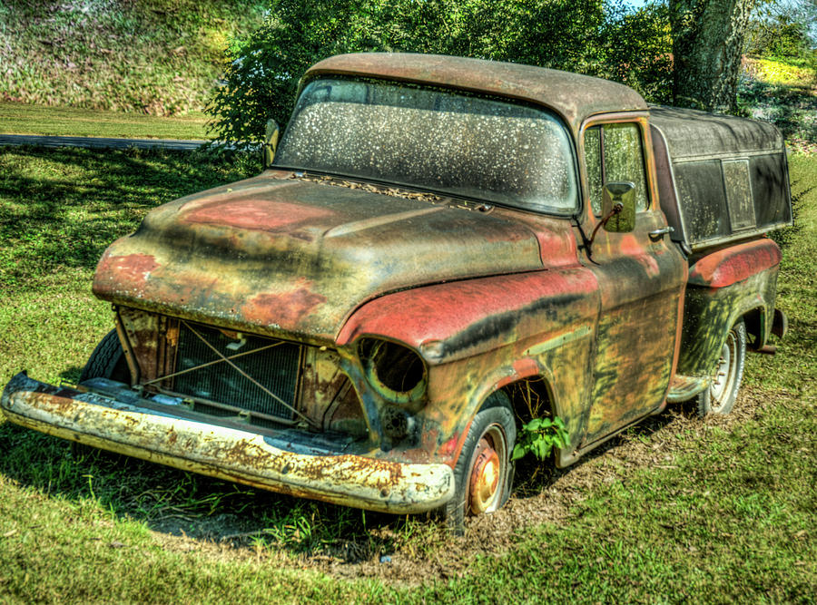 Truck Photograph - Abandoned Truck with Damaged Grill by Douglas Barnett