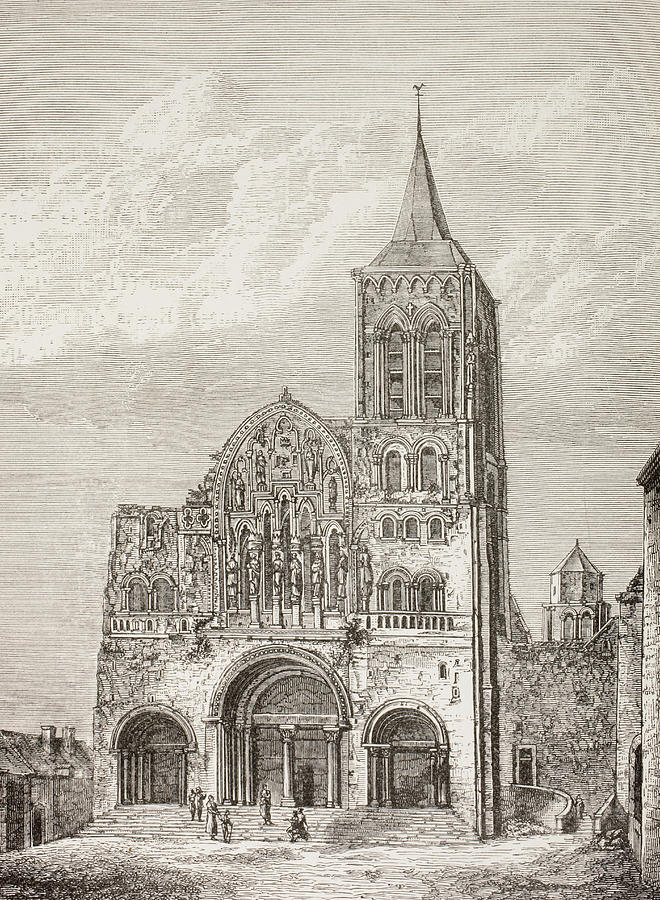 Ages Drawing - Abbey Church Of The Magdelene, Vezelay by Vintage Design Pics