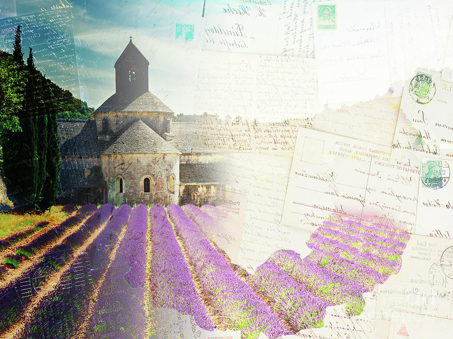 Abbey Senanque and Lavender Letters Photograph by Anastasy Yarmolovich