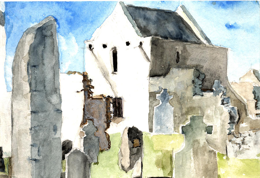 Abbey Watercolor Painting by Kathleen Barnes