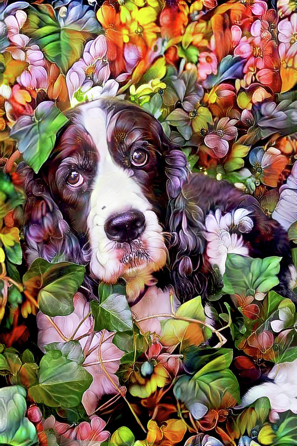 Abbi the Bench English Springer Spaniel Mixed Media by Peggy Collins