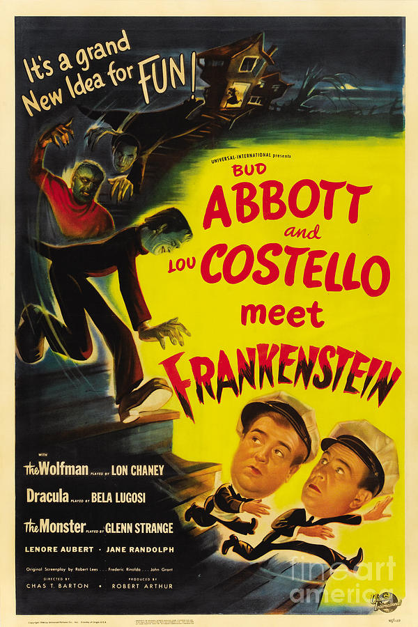 Abbot and Costello Meet Frankenstein Portrait Movie Poster Painting by Vintage Collectables