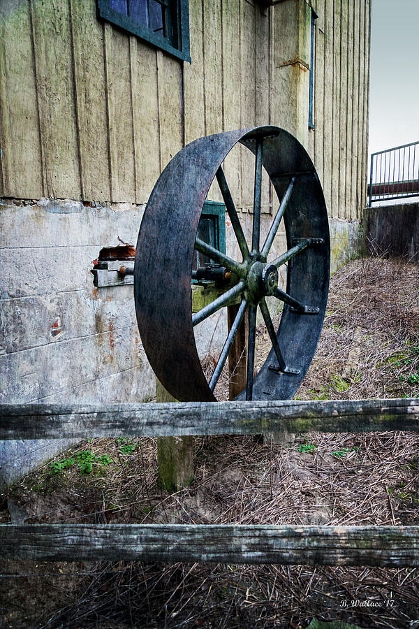 Abbotts Mill Saw Wheel Mixed Media by Brian Wallace
