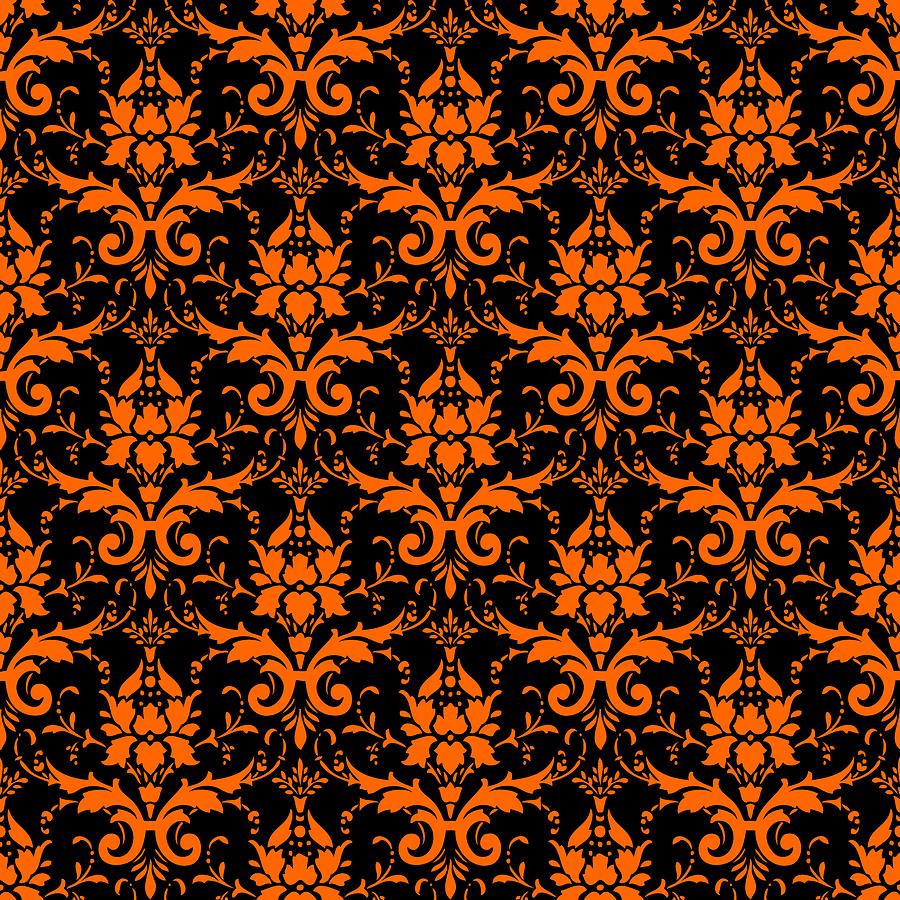 Pattern Digital Art - Abby Damask with a Black Background 03-P0113 by Custom Home Fashions