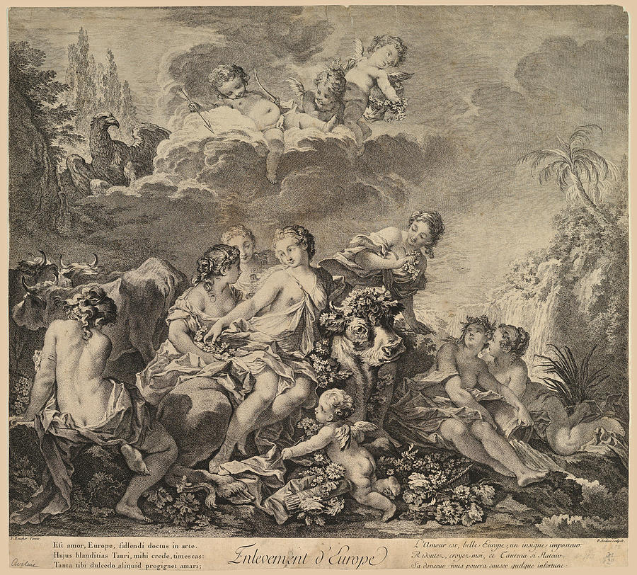 Abduction of Europa Drawing by Pierre-Alexandre Aveline