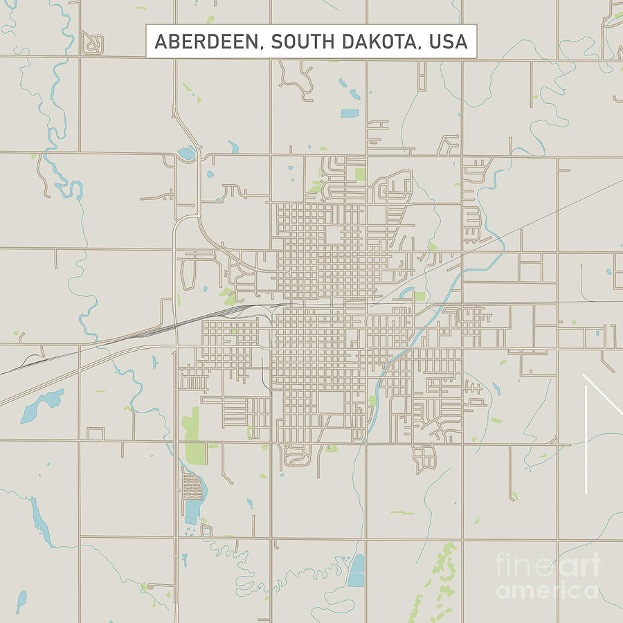 Aberdeen South Dakota US City Street Map Digital Art by Frank Ramspott