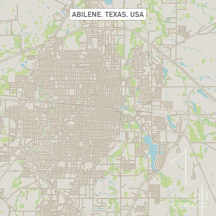 Abilene Texas US City Street Map Digital Art by Frank Ramspott