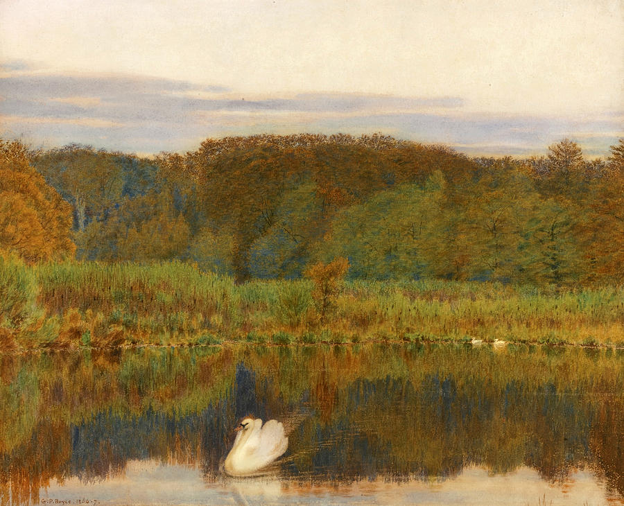Abinger Mill-Pond Surrey.  Morning in Late Autumn Drawing by George Price Boyce