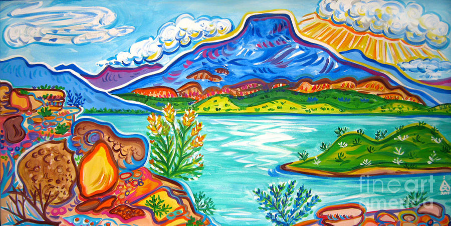 Abiquiu Lake Painting by Rachel Houseman