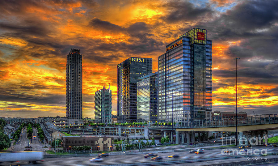 Ablaze Reflections Atlanta Midtown Sunset Art Photograph by Reid Callaway