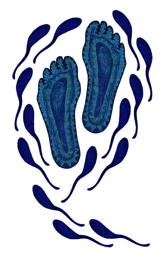 Aboriginal Footprints in Blue Transparent Background Digital Art by Barbara St Jean