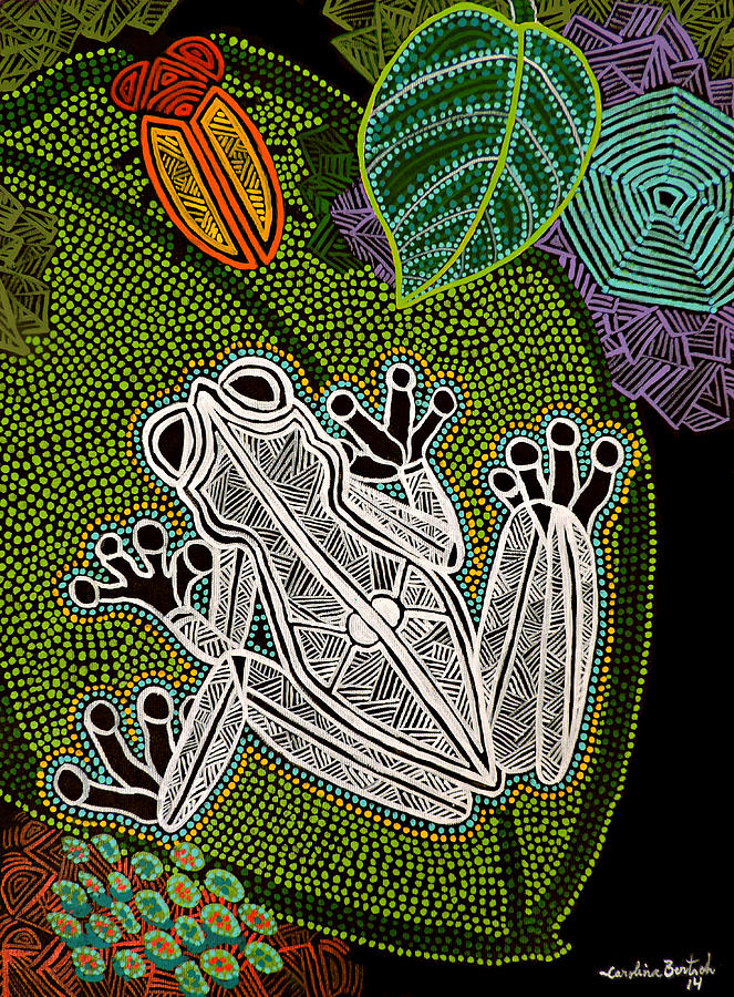 Nature Painting - Aboriginal Frog I by Carolina Bertsch