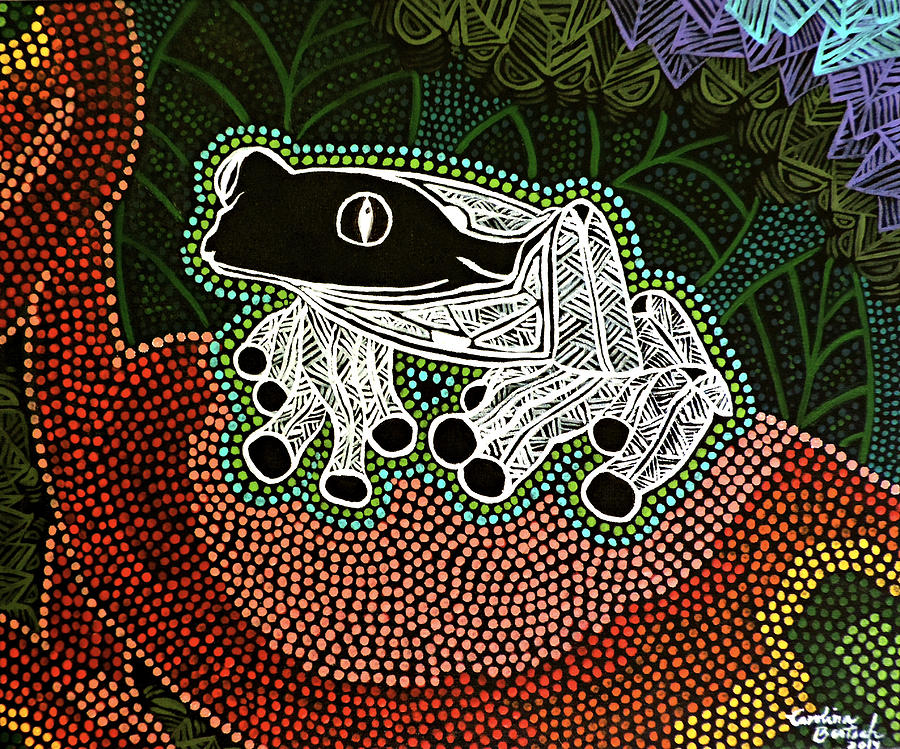 Nature Painting - Aboriginal Frog II by Carolina Bertsch