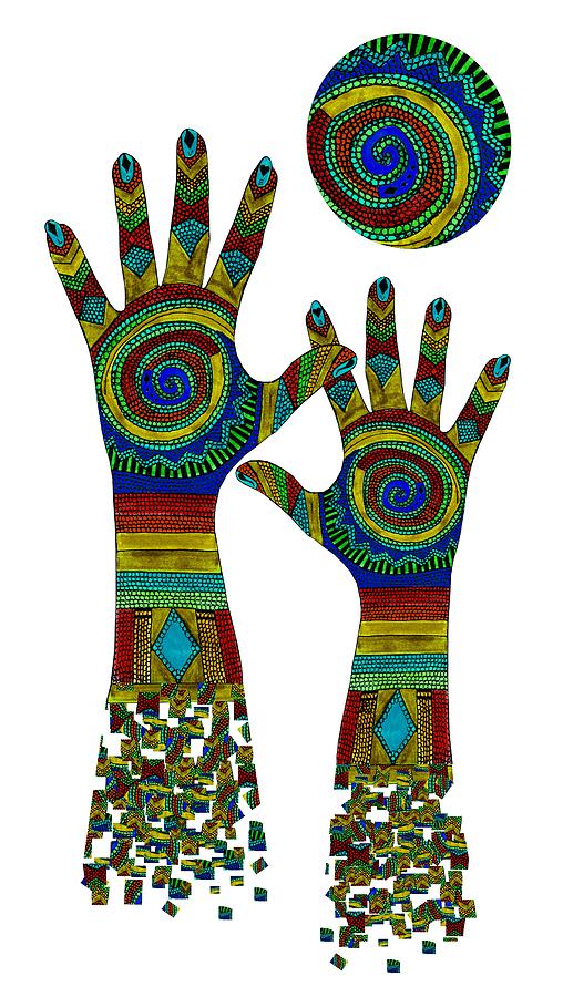 Aboriginal Hands Gold Transparent Background Digital Art by Barbara St Jean