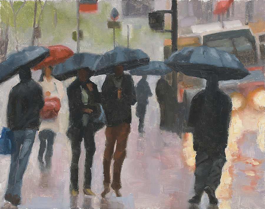 Umbrella Painting - About town by Tate Hamilton