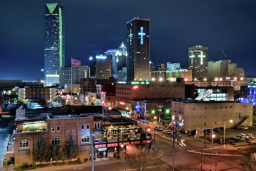 Above OKC at Night Photograph by Frozen in Time Fine Art Photography