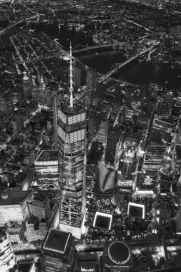 New York City Photograph - Above The Freedom Tower WTC BW by Susan Candelario