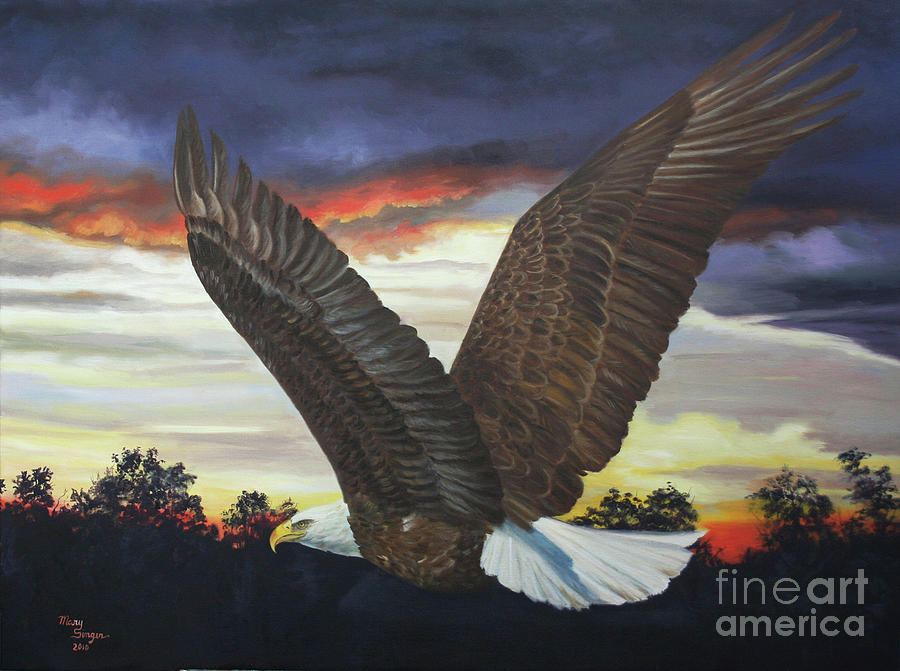 Bald Eagles Painting - Above The Storm by Mary Singer