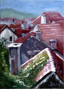 Cityscape Painting - Above Tonnerre by Darr Sandberg Cityscape Painting - Above Tonnerre by Darr Sandberg