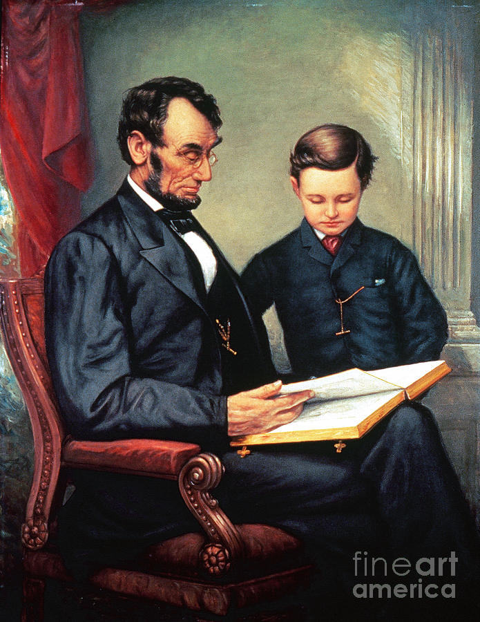 Abraham Lincoln & Son Tad Photograph by Granger