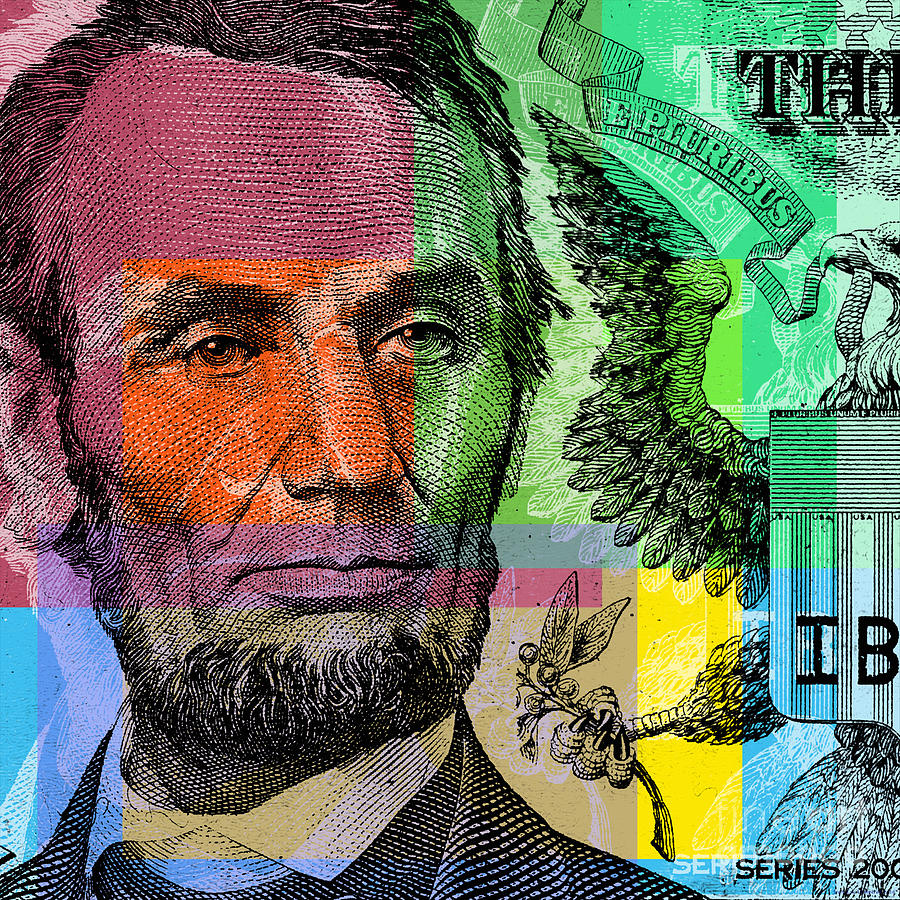 Abraham Lincoln - $5 bill Digital Art by Jean luc Comperat