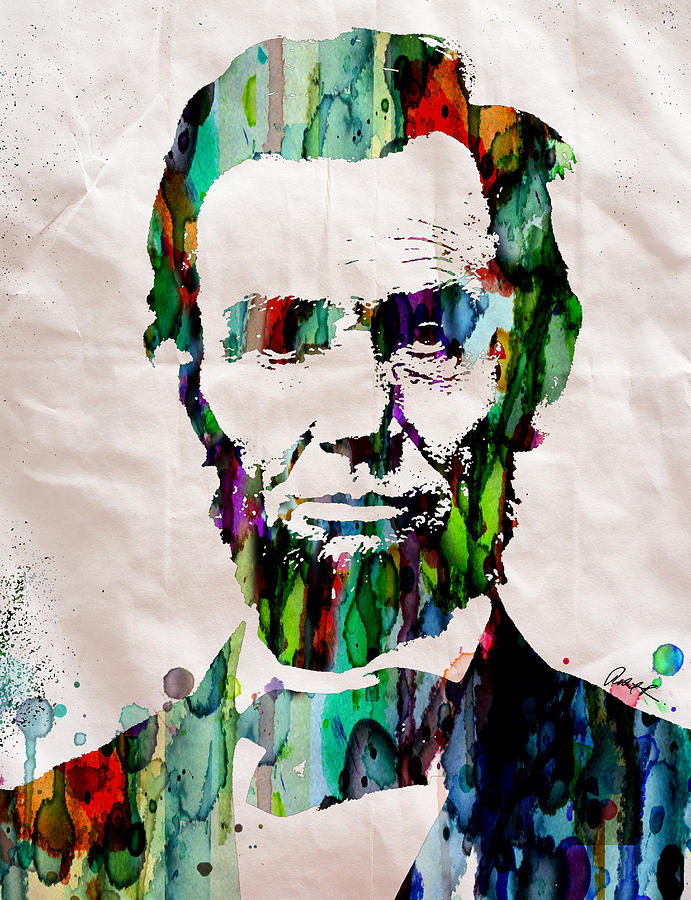 Abraham Lincoln Art Watercolor Painting by Robert R Splashy Art Abstract Paintings