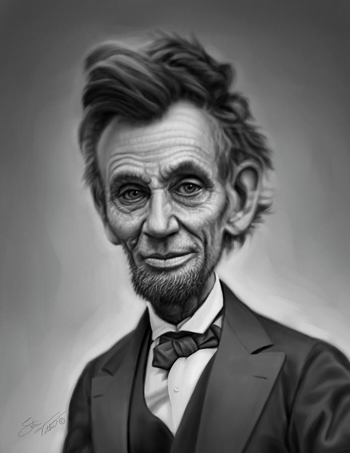 Abraham Lincoln Caricature Portrait Digital Art by Steven Tetlow