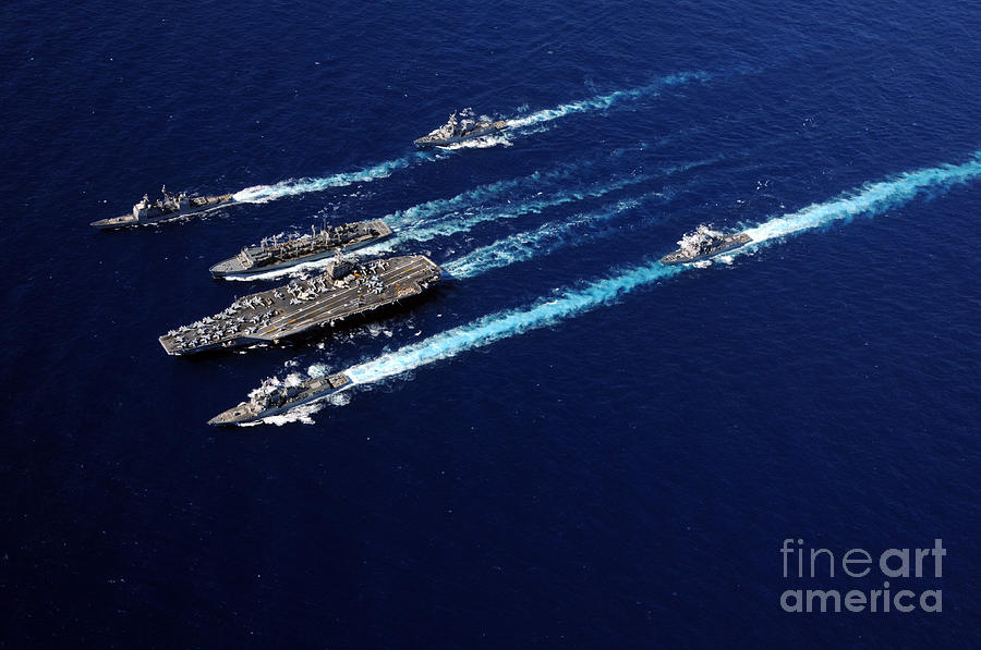 Abraham Lincoln Carrier Strike Group ships Photograph by Vintage Collectables