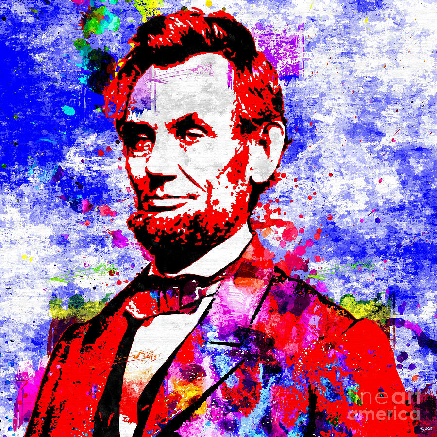 Abraham Lincoln Colored Grunge Mixed Media