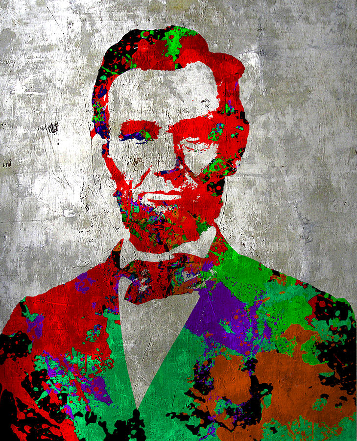 Abraham Lincoln on Silver - Amazing President Painting by Robert R Splashy Art Abstract Paintings