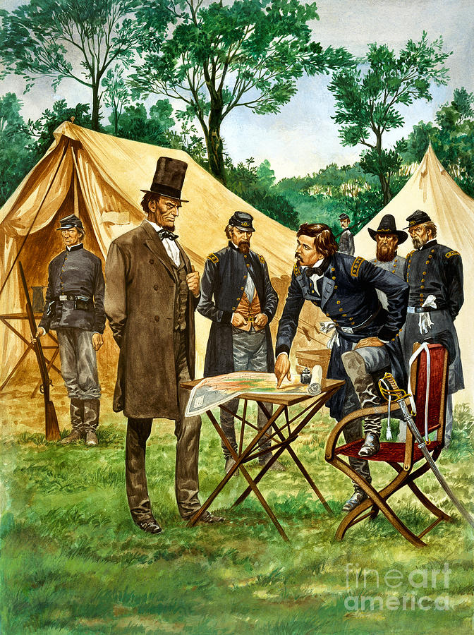 Abraham Lincoln plans his campaign during the American Civil War  Painting by Peter Jackson