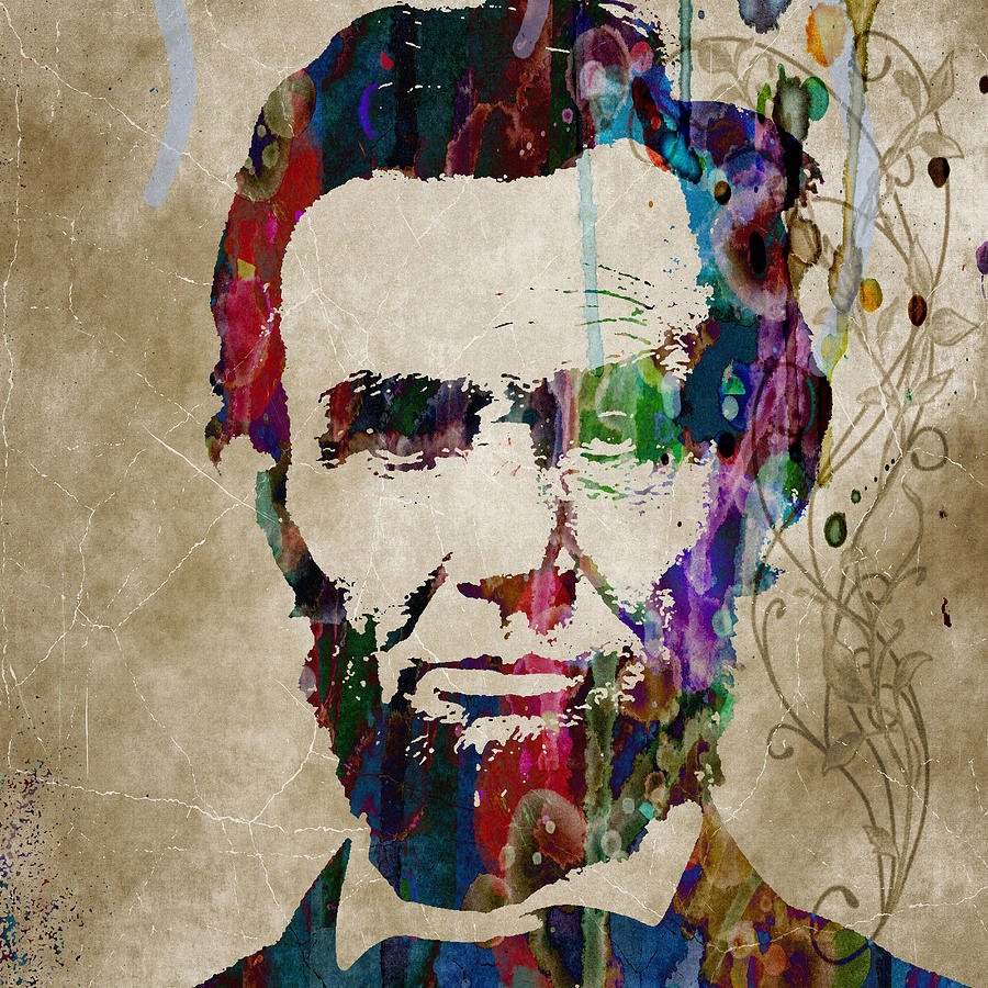 Abraham Lincoln Watercolor Modern Abstract Pop Art COLOR Painting by Robert R Splashy Art Abstract Paintings