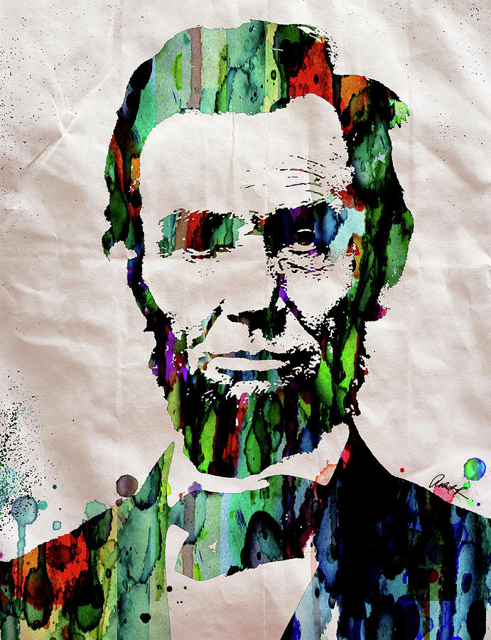Abraham Lincoln Watercolor Print Painting Painting by Robert R Splashy Art Abstract Paintings