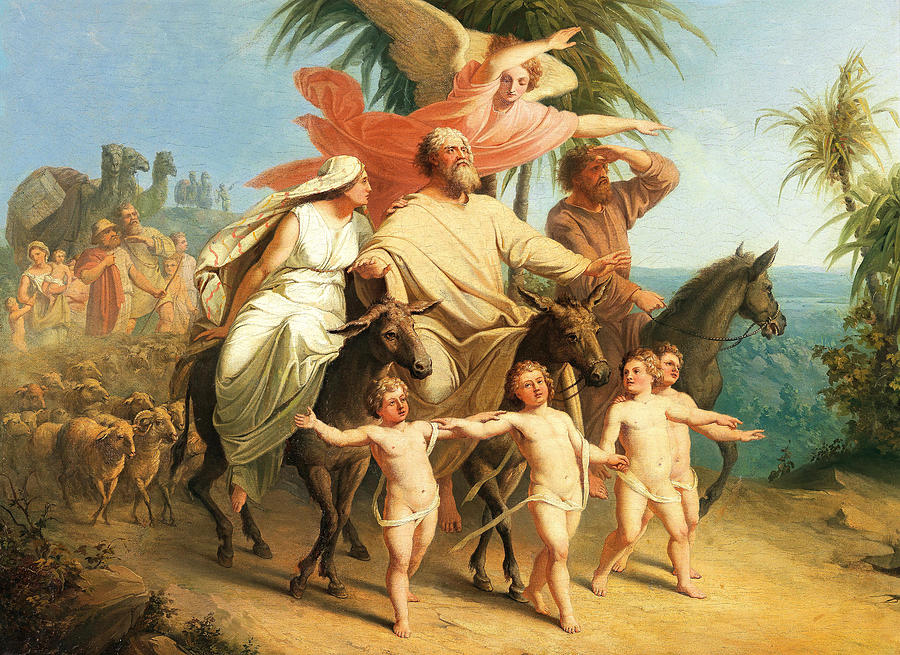 Abraham sees the promised land according to Genesis 12 1-7 Painting by After Julius Schnorr von Carolsfeld