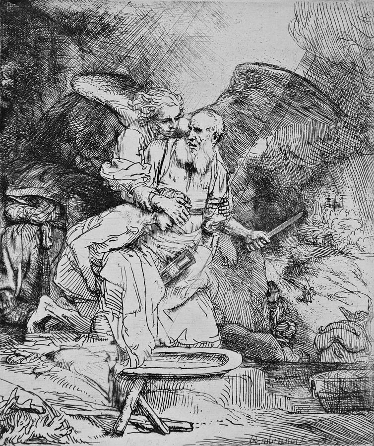 Abrahams Sacrifice Relief by Rembrandt