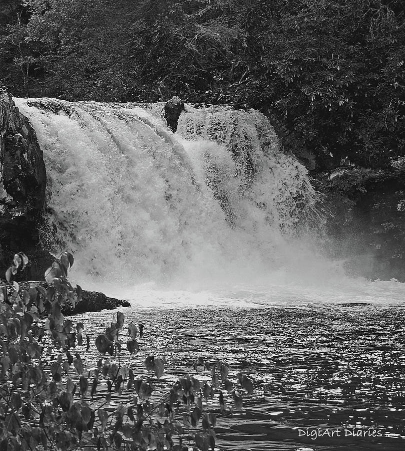 Abrams Falls Cades Cove TN Black and White Digital Art by DigiArt Diaries by Vicky B Fuller