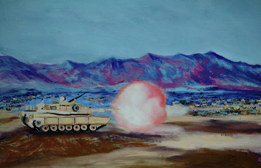 Abrams Firing Painting by Melinda Etzold